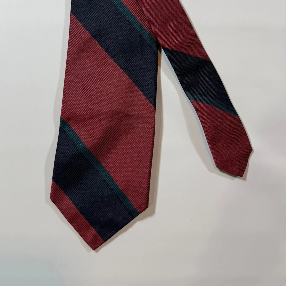 VTG Robert Talbott Silk Tie Mens Burgundy Navy Striped Prep Dark‎ Academia Ivy